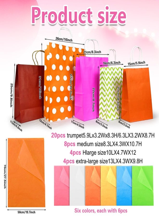 KEEPARTY 72 PCS Assorted Sizes Gift Bags 36 Gift Bags 4 Sizes 36 Tissue Papers 6 Color Bulk Perfect for Weddings Partie and Holidays 4 Sizes and Multiple Colors Available - Image 2